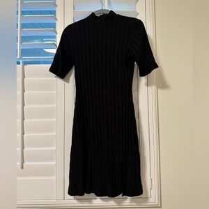 reformation short sleeve wide rib mockneck mini dress